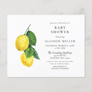 Budget Könsneutral Baby Shower-inbjudan med citron