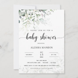 Budget Könsneutral Greenery Baby Shower Inbjudningar