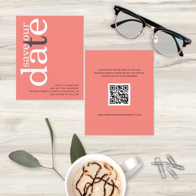 Budget Korall Rosa QR-kod Text Spara Datum (Skapare uppladdad)