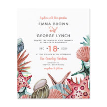 Budget Korall Snigelskal Strand Bröllopsinbjudan