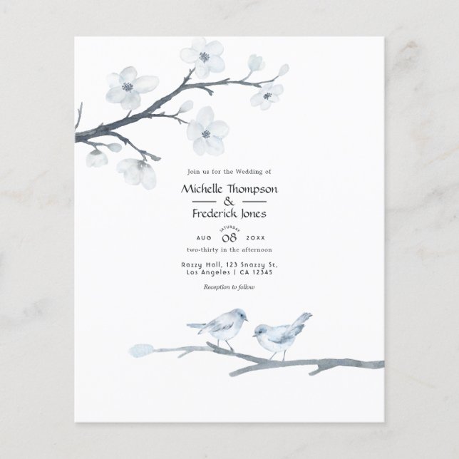 Budget Körsbärsblommor Bröllopsinbjudan Flygblad (Framsidan)