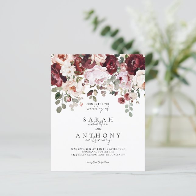 BUDGET Körsbärsvin & Blush Moody Blommig Bröllop (Stående Fram)