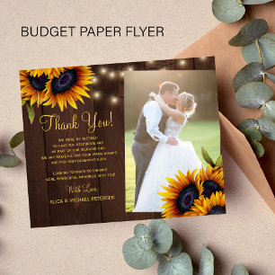 Budget lantlig blomsterfotografi tackkort för bröl flygblad