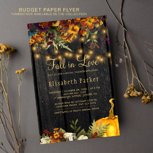 Budget lantlig höstblommig bröllopsdusch-inbjudan flygblad