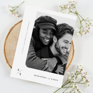 Budget lantlig minimalistisk fotobryllop inbjudningar