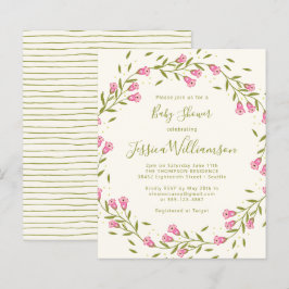 Budget lantlig rosa trädgårdsblommor baby shower