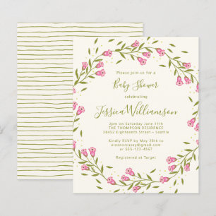 Budget lantlig rosa trädgårdsblommor baby shower