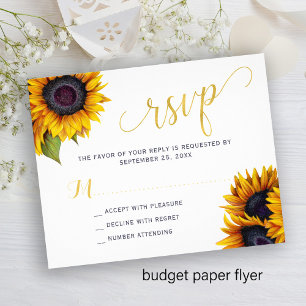 Budget lantlig solrosbröllop RSVP-kort FLYER