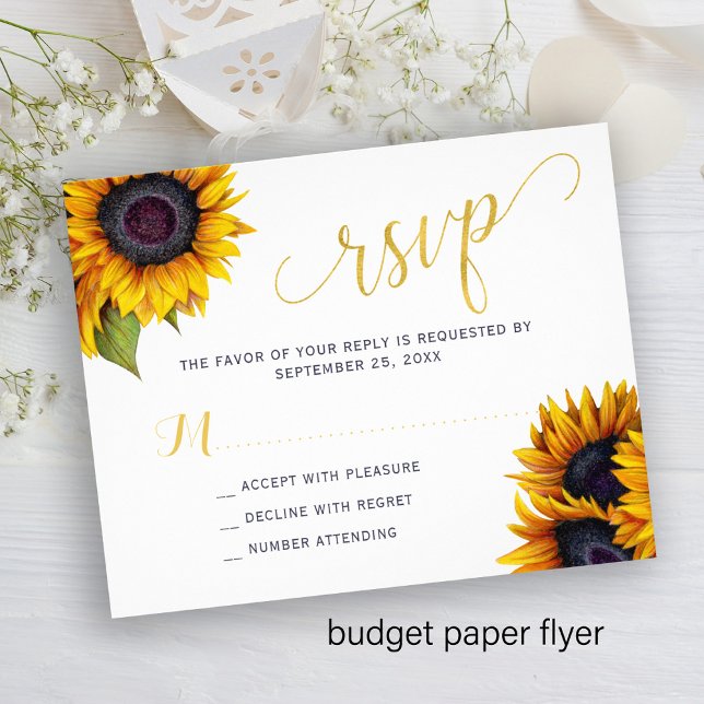 Budget lantlig solrosbröllop RSVP-kort FLYER (Skapare uppladdad)