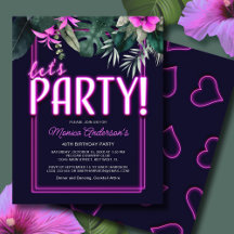 Budget Låt oss Party Rosa Neon Tropical Birthday