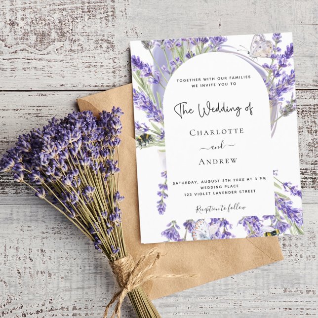Budget lavender-blommigt-bröllopsinbjudan (Skapare uppladdad)