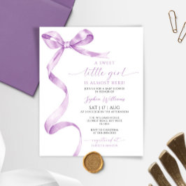 Budget Lavender Bow Girl Baby Shower-inbjudan
