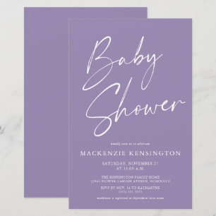 Budget Lavender Lila Simple Script Baby Shower