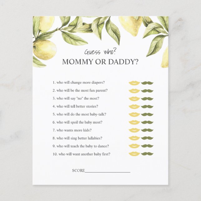 BUDGET Lemon babyduschspel Gissa vem (Framsida)