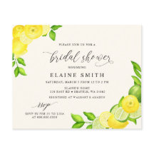 Budget Lemon Lime Citrus Bröllopsfest Inbjudan