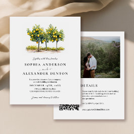 Budget Lemon Träd Photo QR Code Wedding bjudande i
