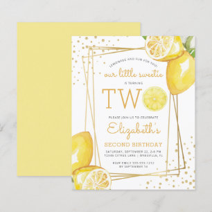 Budget Lemon Watercolor 2:a födelsedagen Party Inb