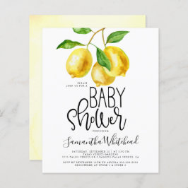 Budget Lemon Watercolor Baby Shower-inbjudan