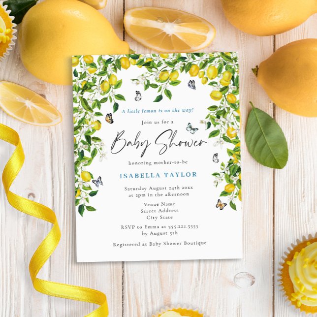 Budget Lemon Watercolor Baby Shower-inbjudan (Skapare uppladdad)