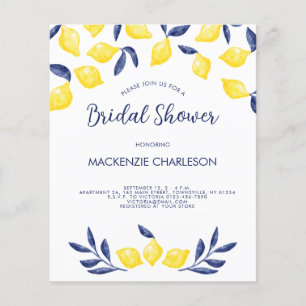 Budget Lemon Watercolor Inbjudningskort för möhipp Flygblad