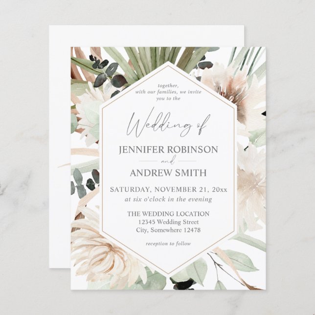 Budget LG Text Boho Eucalyptus Handflatan Blommigt (Fram/baksida)