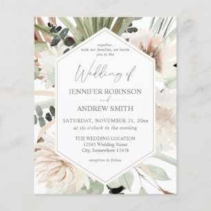 Budget LG Text Boho Eucalyptus Handflatan Blommigt Flygblad