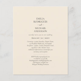 BUDGET Light BEIGE Monochrome Bröllop Flygblad