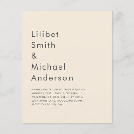 BUDGET Light BEIGE Monochrome Bröllop Flygblad