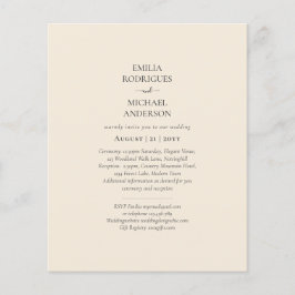 BUDGET Light BEIGE Monochrome Bröllop Flygblad