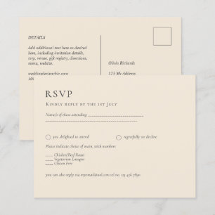 BUDGET Light BEIGE Monochrome Bröllop Vykort