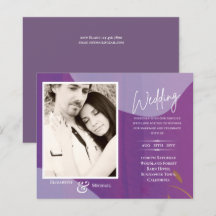 BUDGET Lila Abstrakt Photo Wedding bjudande in