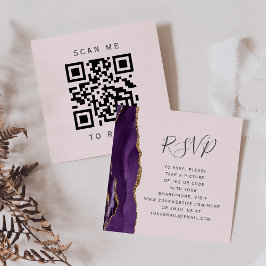 Budget Lila Agat Rodnad Bröllops QR-kod RSVP Tilläggskort