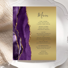 Budget Lila Agate Glam Gold Foil Bröllop Menu