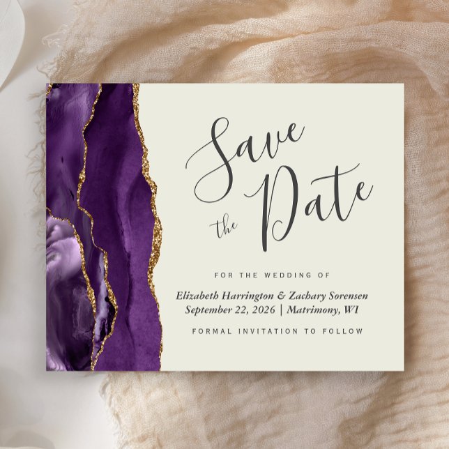 Budget Lila Agate Ivory Bröllop spara datum (Skapare uppladdad)