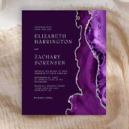 Budget Lila Agate Silver Plum bröllopsinbjudan