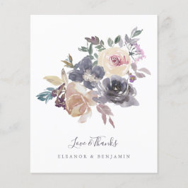 Budget Lila Blommigt Watercolor Bröllop Tack