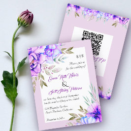 BUDGET lila blommor QR-kodinbjudan