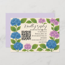 Budget Lila/Blue Hydrangea QR Code OSA kort