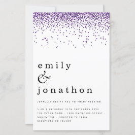 Budget Lila Confetti Glitter bröllopsinbjudan