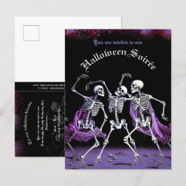 Budget Lila Dancing Skeletons Vuxen Halloween Inbjudan Vykort