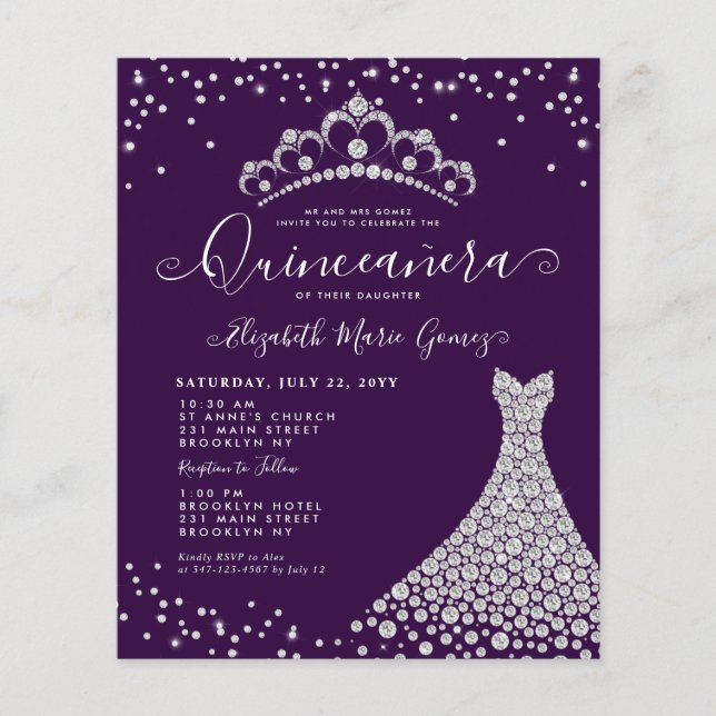 Budget Lila Diamond Gnistra Tiara Quinceanera (Framsida)