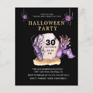 Budget Lila Fladdermus Onda Skräck Halloween Flyer