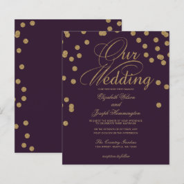 Budget Lila Glitter confetti bröllopsinbjudan