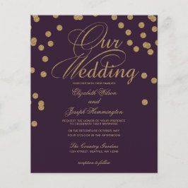 Budget Lila Glitter confetti bröllopsinbjudan
