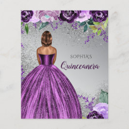 Budget Lila Glitter Dress Quinceañera-inbjudan