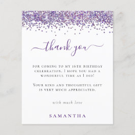 Budget Lila Glitter Foto Sweet 16 Tackkort