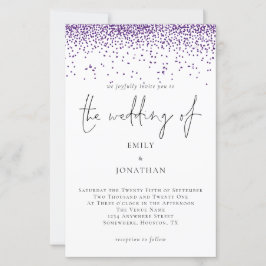 Budget Lila Glitter Konfetti Bröllopsinbjudan
