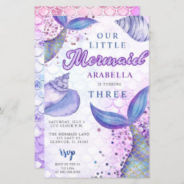 Budget Lila Glitter Sjöjungfru Birthday bjudande