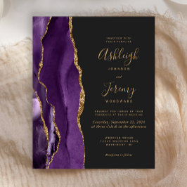 Budget Lila Guld Agate Mörk bröllopsinbjudan