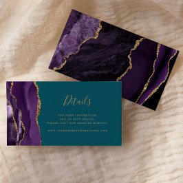 Budget Lila Guld Agate Teal Bröllop webbplats Tilläggskort